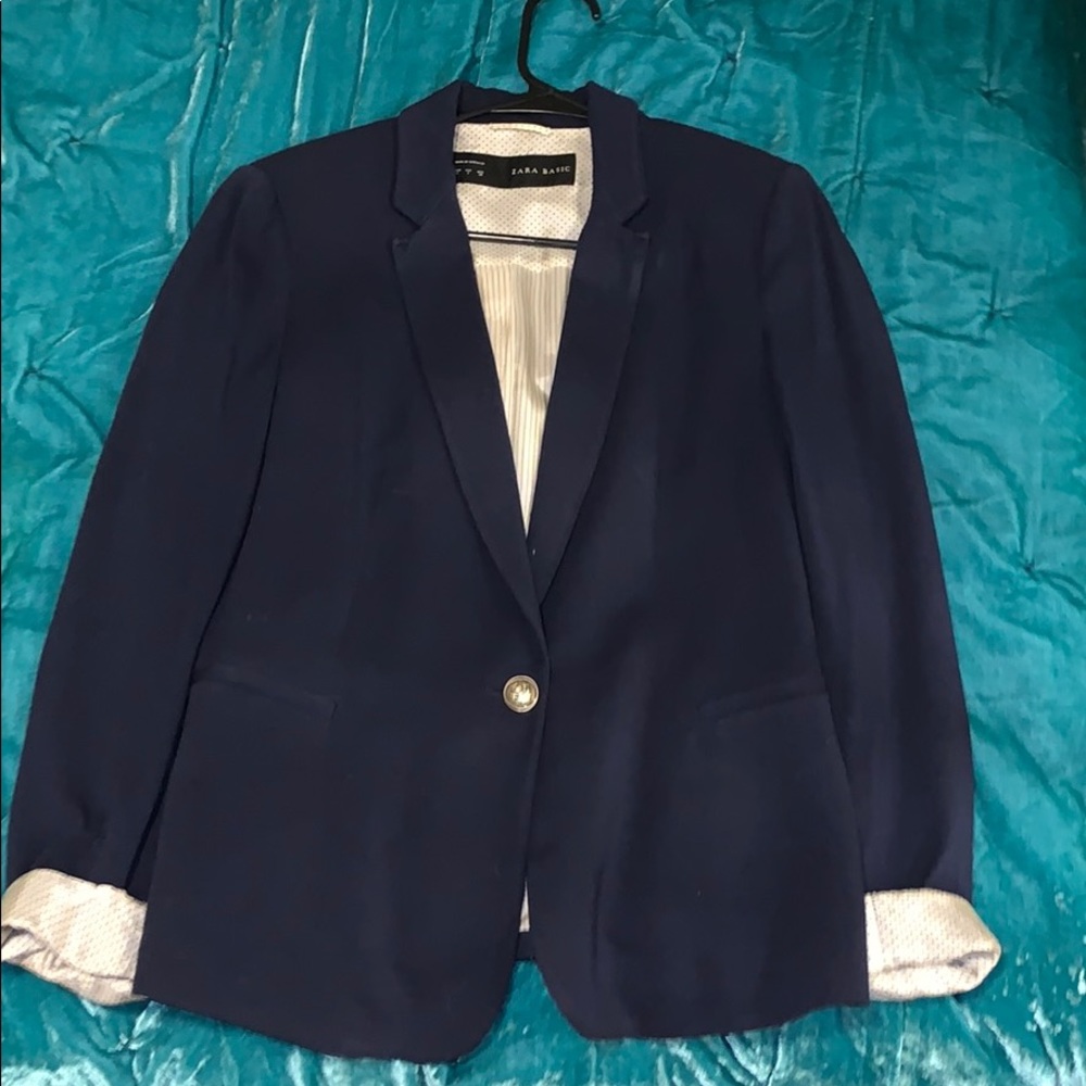 Zara Navy Blue Basic Blazer Size L